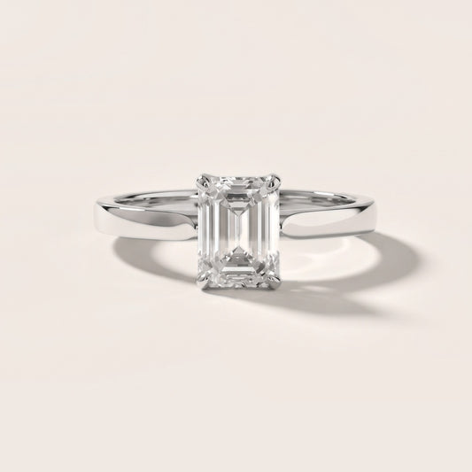 Isabella Bloom Solitaire Emerald Diamond Engagement Ring in White Gold