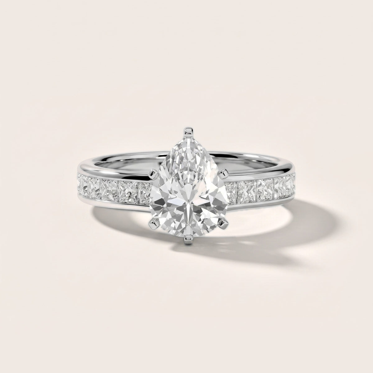 Frisco Channel Set Pear Diamond Engagement Ring in White Gold - front.jpg