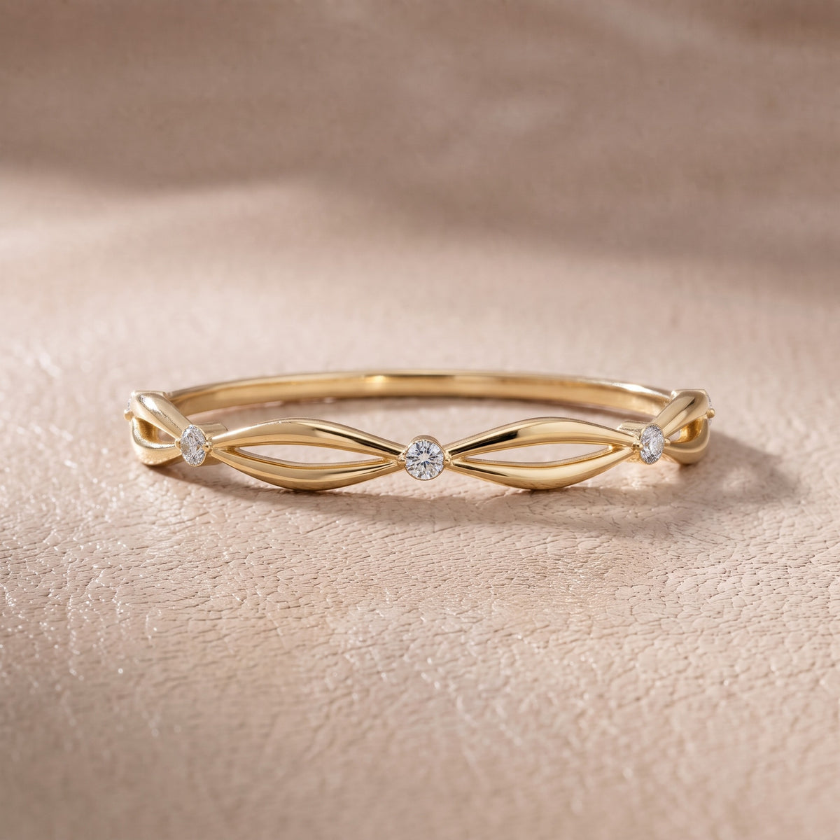 Clarissa Petite Twist Round Diamond Wedding Band in Yellow Gold - front.jpg