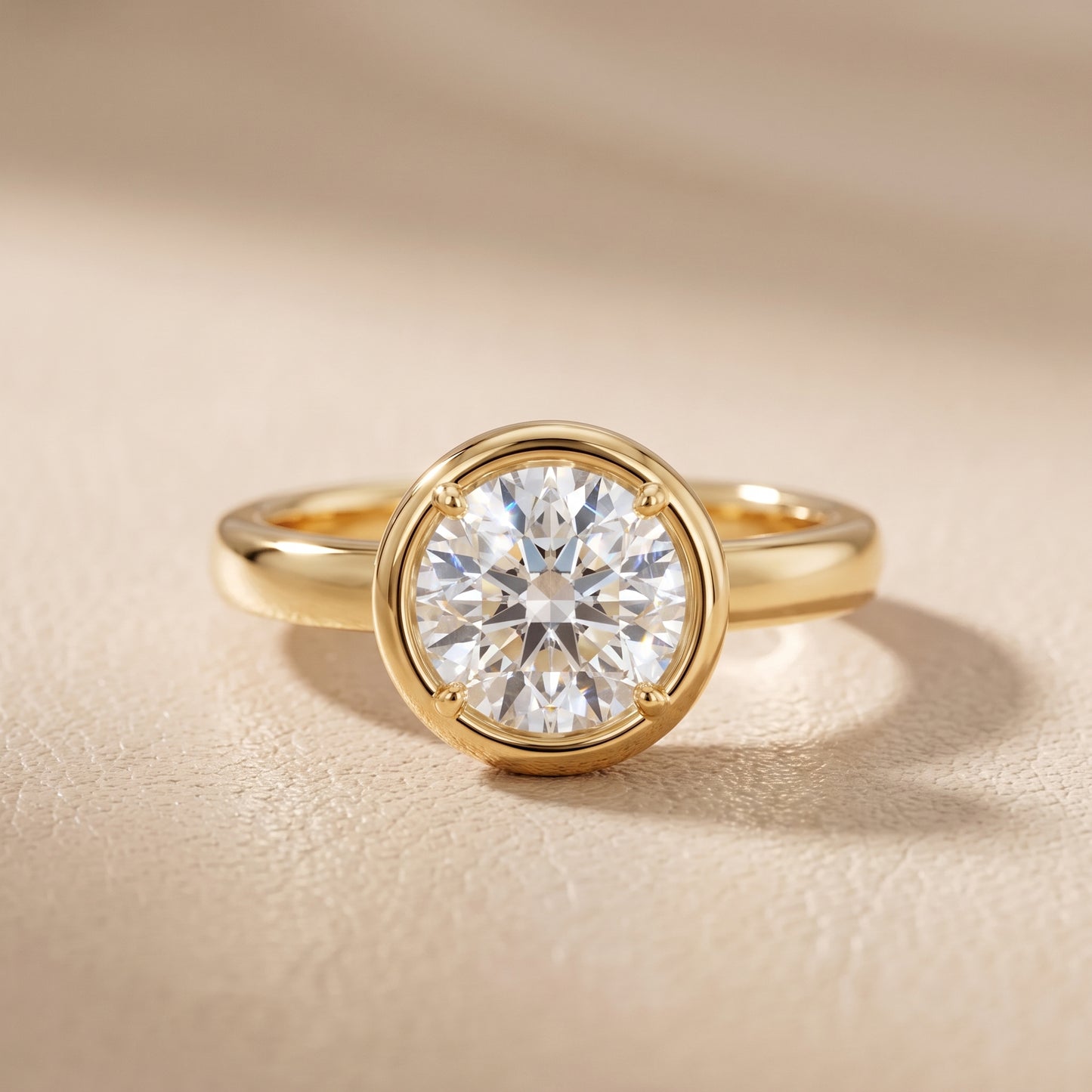 Alina Bezel Solitaire Round Diamond Ring in Yellow Gold - front.jpg