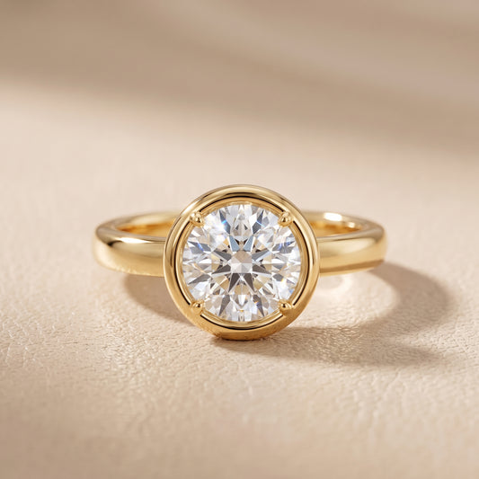 Alina Bezel Solitaire Round Diamond Ring in Yellow Gold - front.jpg