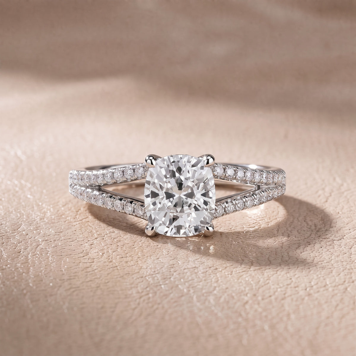 Eternal Embrace Solitaire Cushion Diamond Engagement Ring in Silver - front.jpg