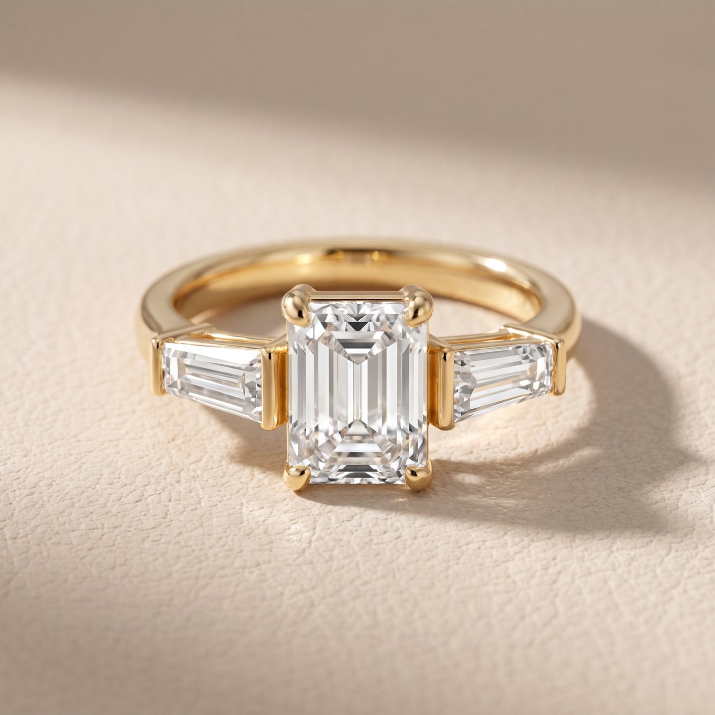 Layla Tapered Baguette Emerald Diamond Ring in Yellow Gold - front.jpg