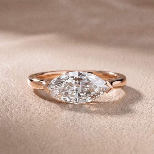 Magnolia East-West Marquise Diamond Engagement Ring in Rose Gold - front.jpg