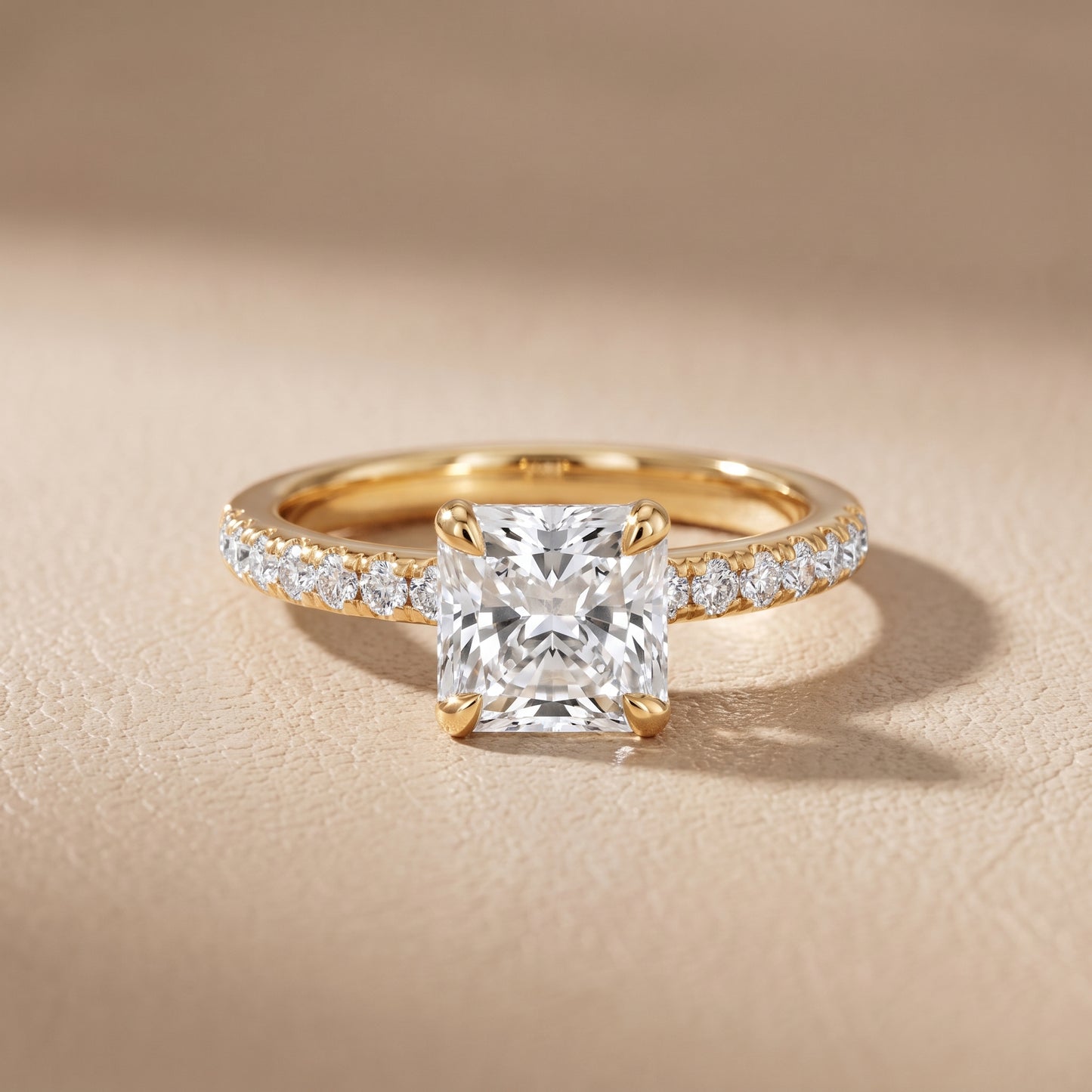 Maya Hidden Halo Pavé Radiant Diamond Engagement Ring in Yellow Gold - front.jpg