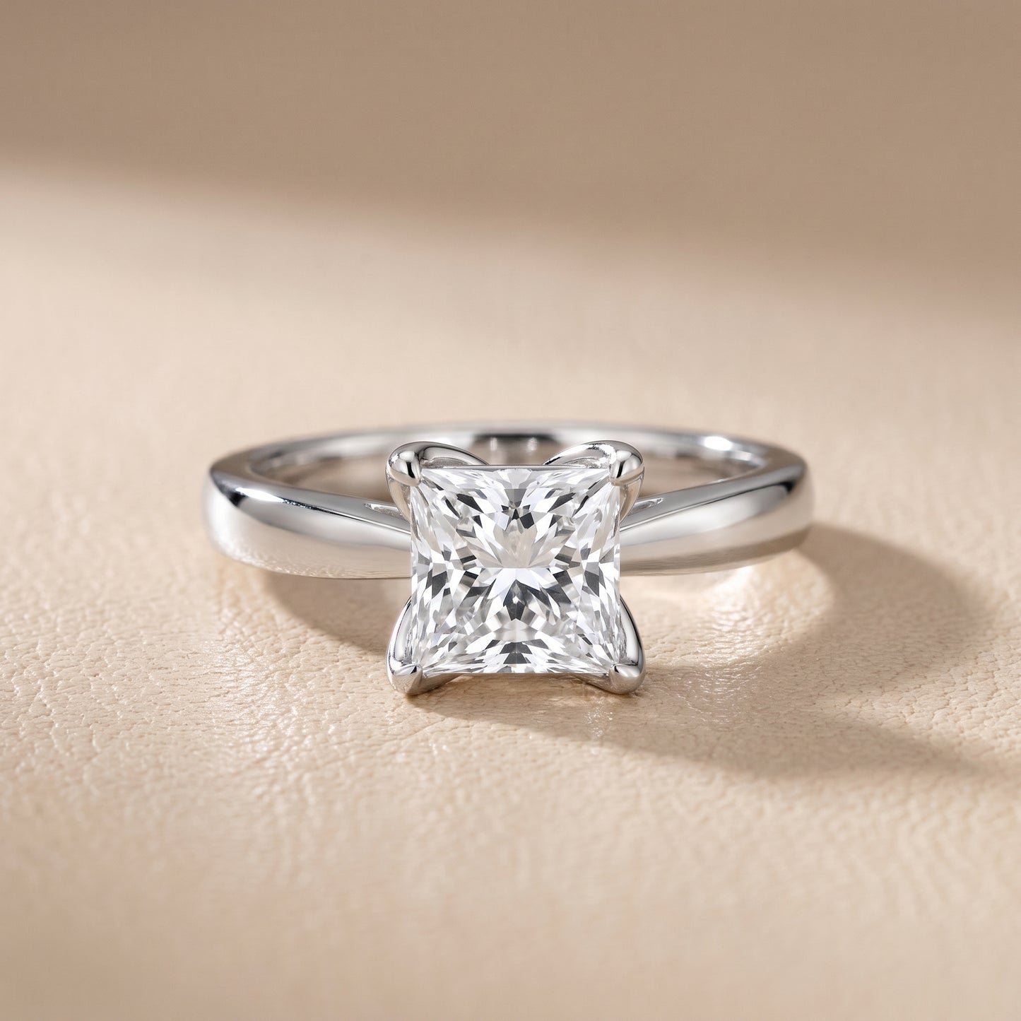 Lucia Solitaire Six-Prong Princess Diamond Engagement Ring in White Gold - front.jpg