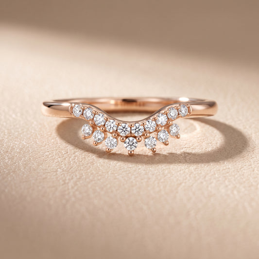 Sabina Curved Round Diamond Anniversary Ring in Rose Gold - front.jpg