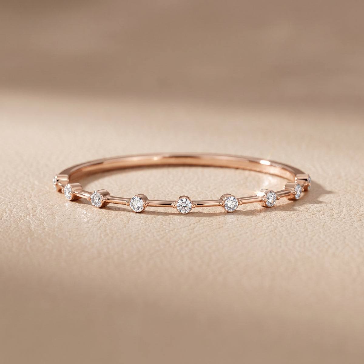 Zaria Dot Dash Round Diamond Wedding Band in Rose Gold - front.jpg
