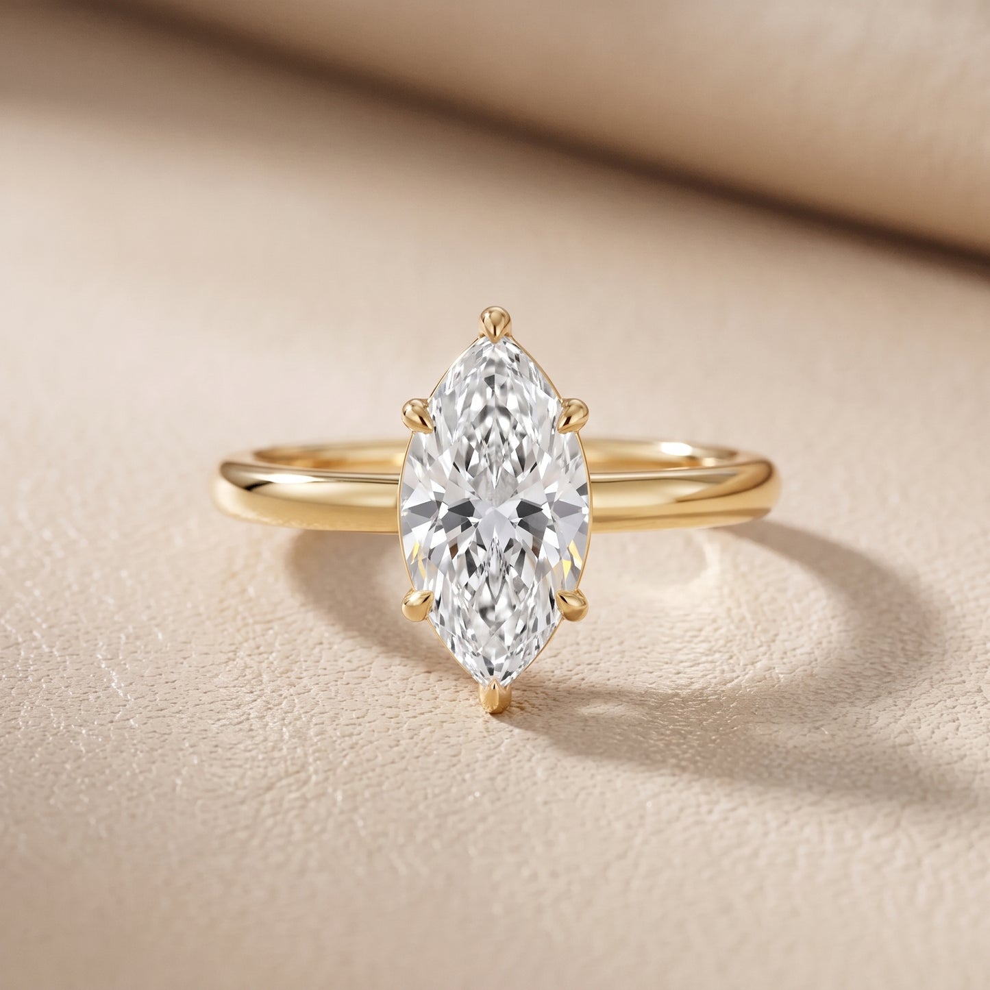 Sadie Cathedral Solitaire Marquise Diamond Ring in Yellow Gold - front.jpg
