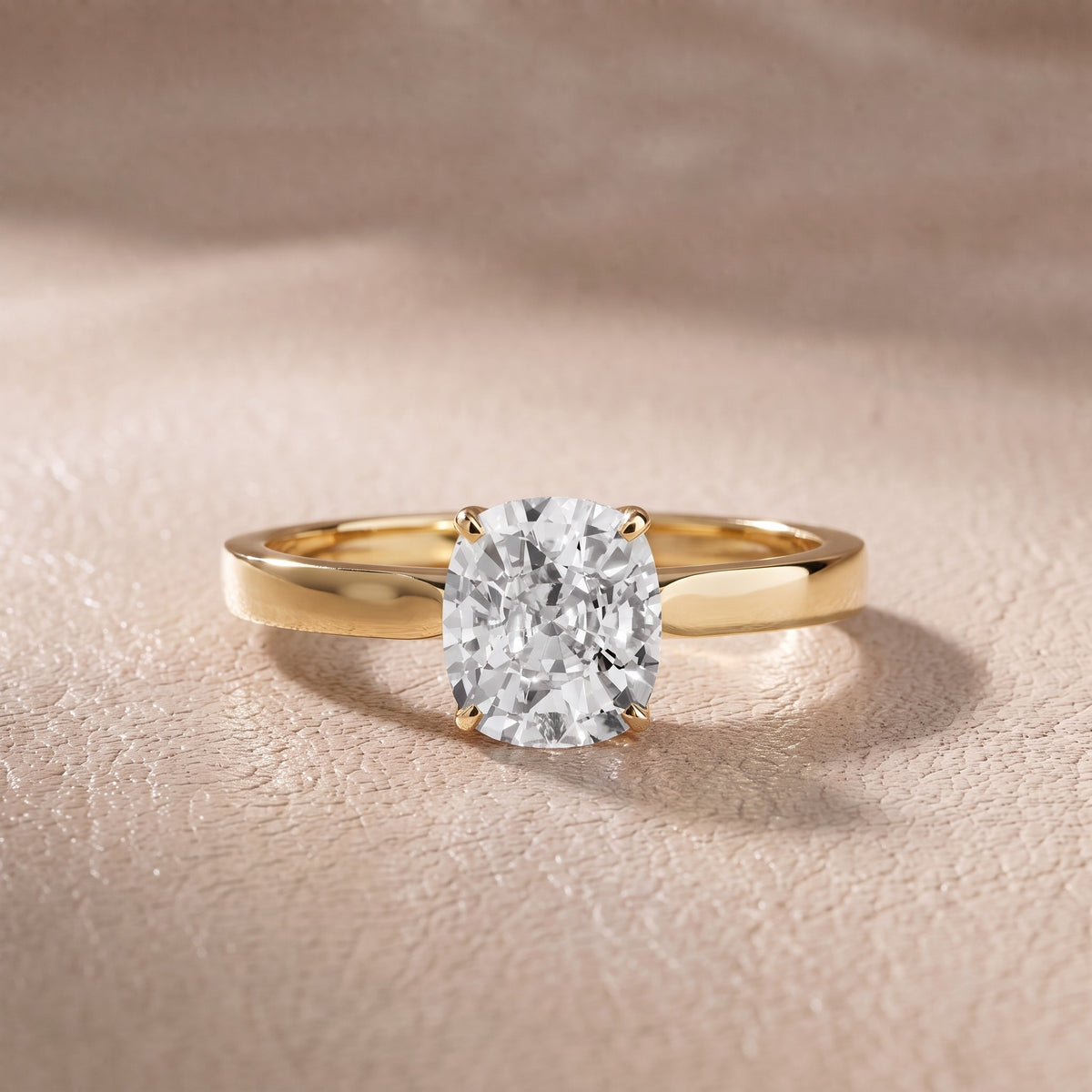 Isabella Bloom Solitaire Cushion Diamond Engagement Ring in Yellow Gold - front.jpg