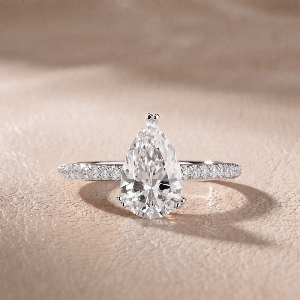 Celeste Hidden Halo Pavé Pear Diamond Engagement Ring in White Gold - front.jpg