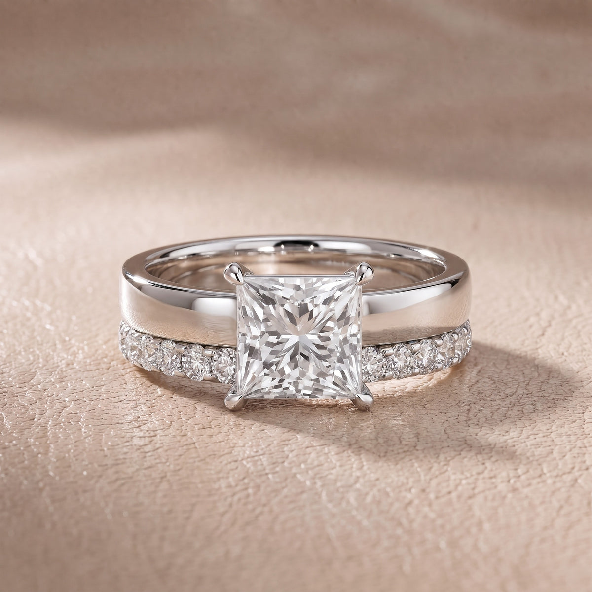 Josephine Split Shank Pavé Princess Diamond Engagement Ring in White Gold - front.jpg