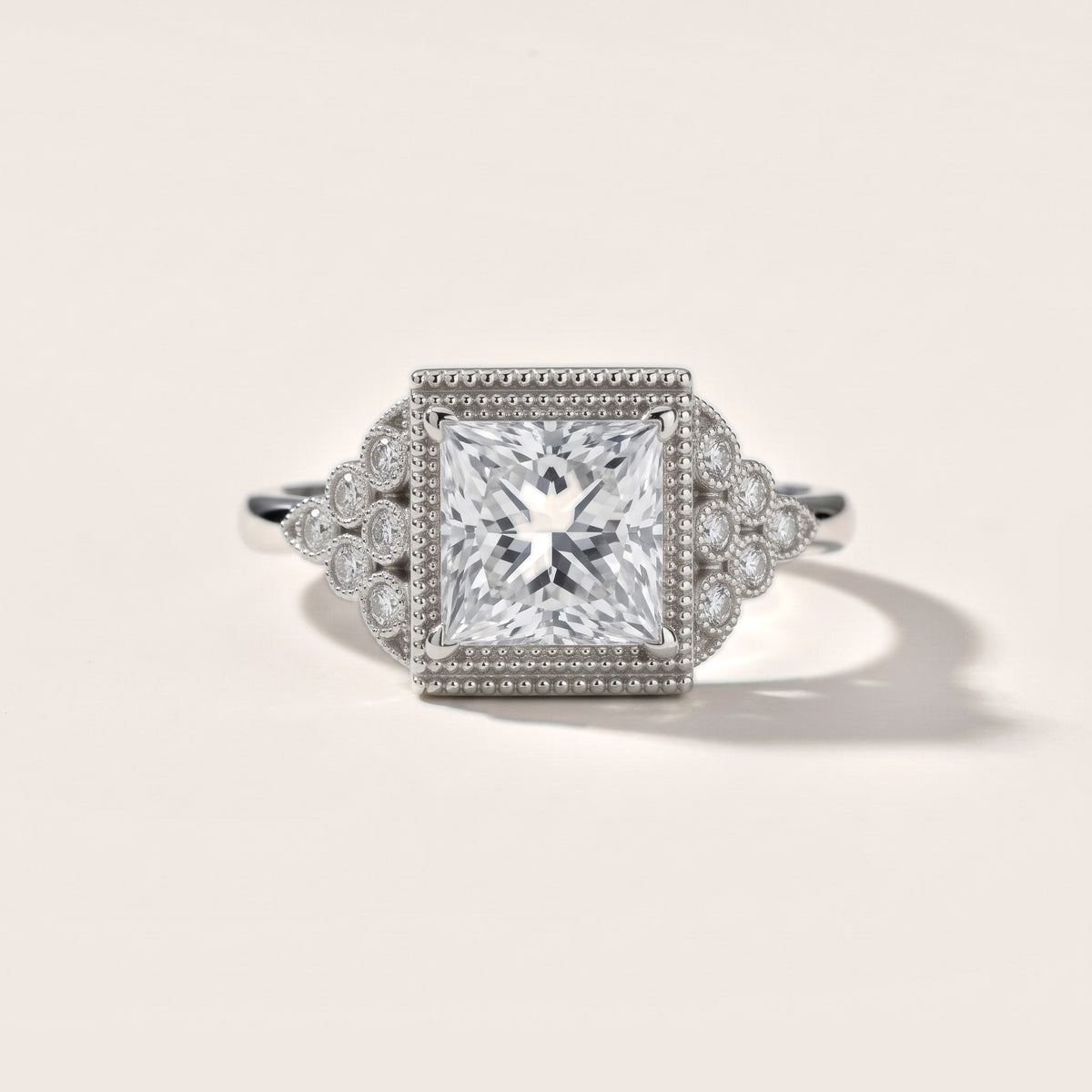 Effie Vintage Bezel Princess Diamond Engagement Ring in Platinum - front.jpg