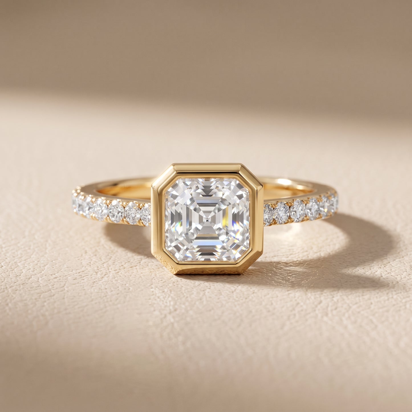 Cora Bezel Pavé Asscher Diamond Ring in Yellow Gold - front.jpg