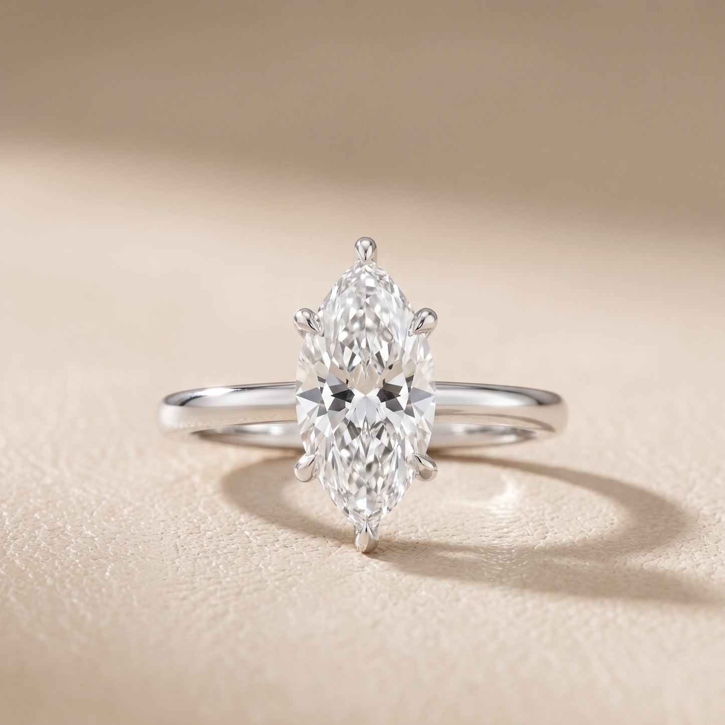 Lyla Petite Solitaire Marquise Diamond Engagement Ring in Silver - front.jpg