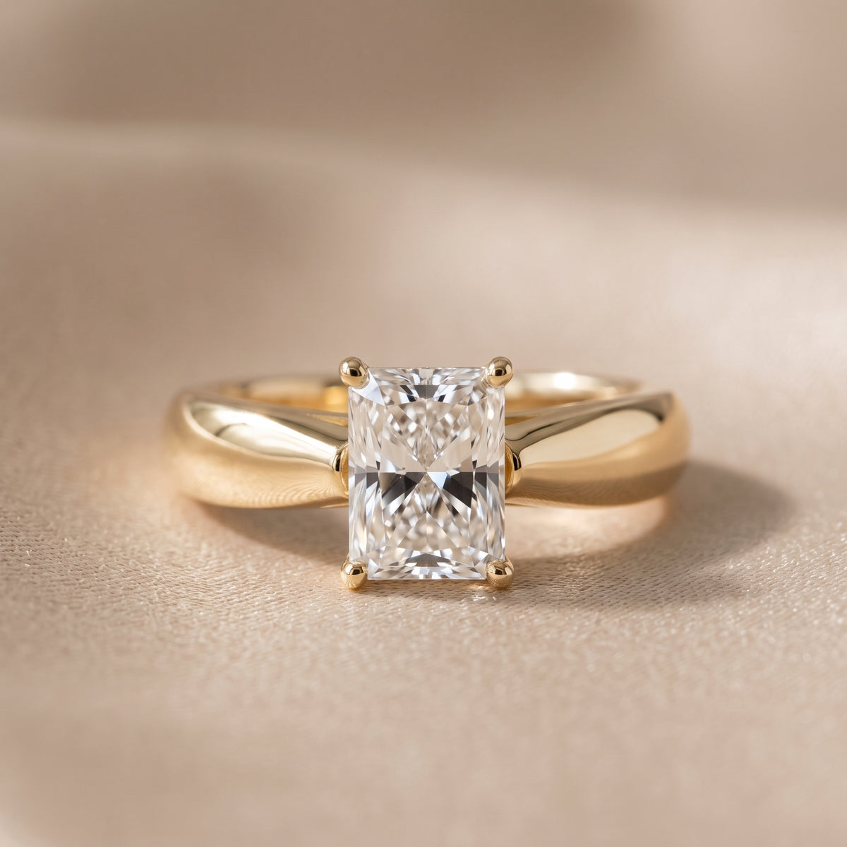 Talia Solitaire Twist Radiant Diamond Engagement Ring in Yellow Gold - front.jpg