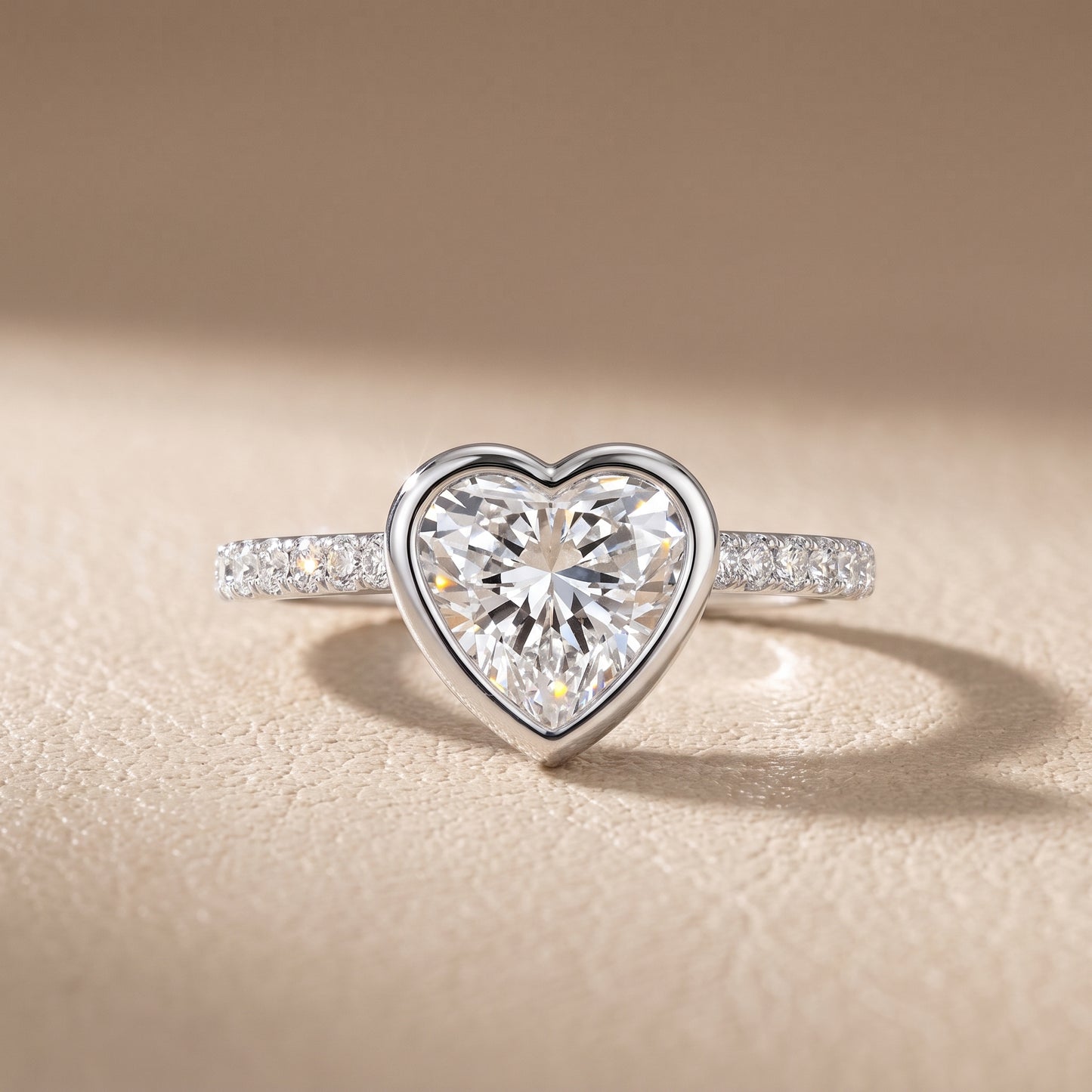 Cora Bezel Pavé Heart Diamond Ring in Silver - front.jpg