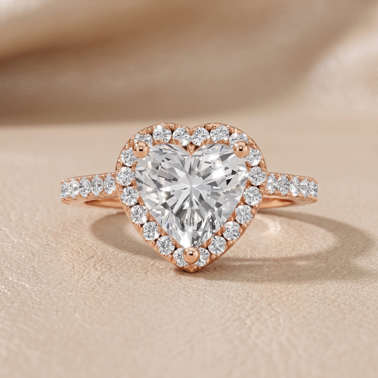 Sophie Halo Pavé Heart Diamond Ring in Rose Gold - front.jpg