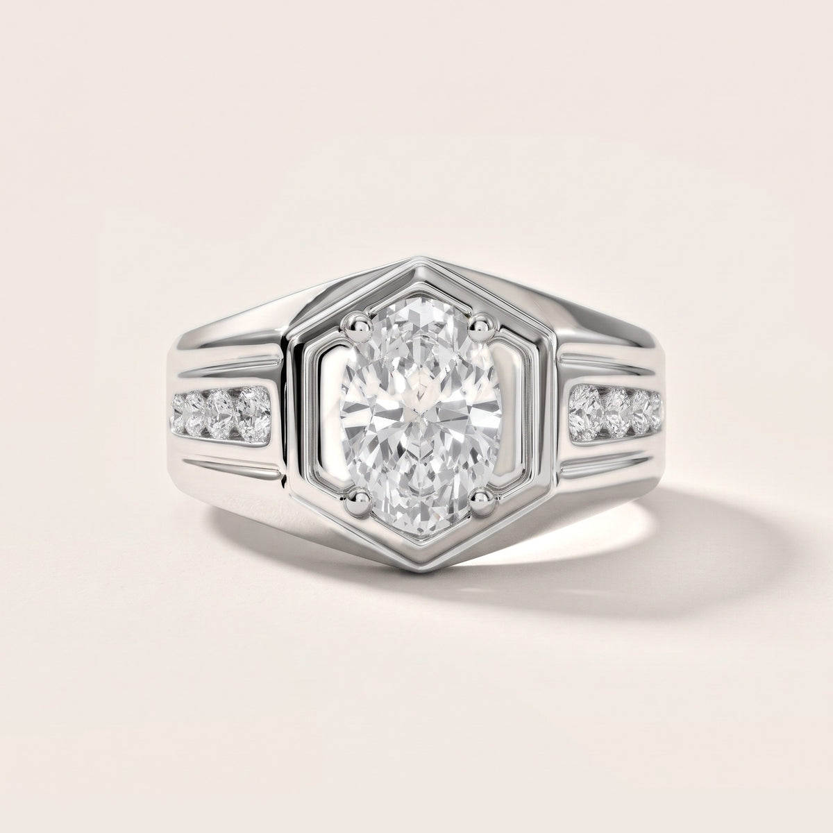 Cody Statement Channel Set Oval Diamond Engagement Ring in Silver - front.jpg