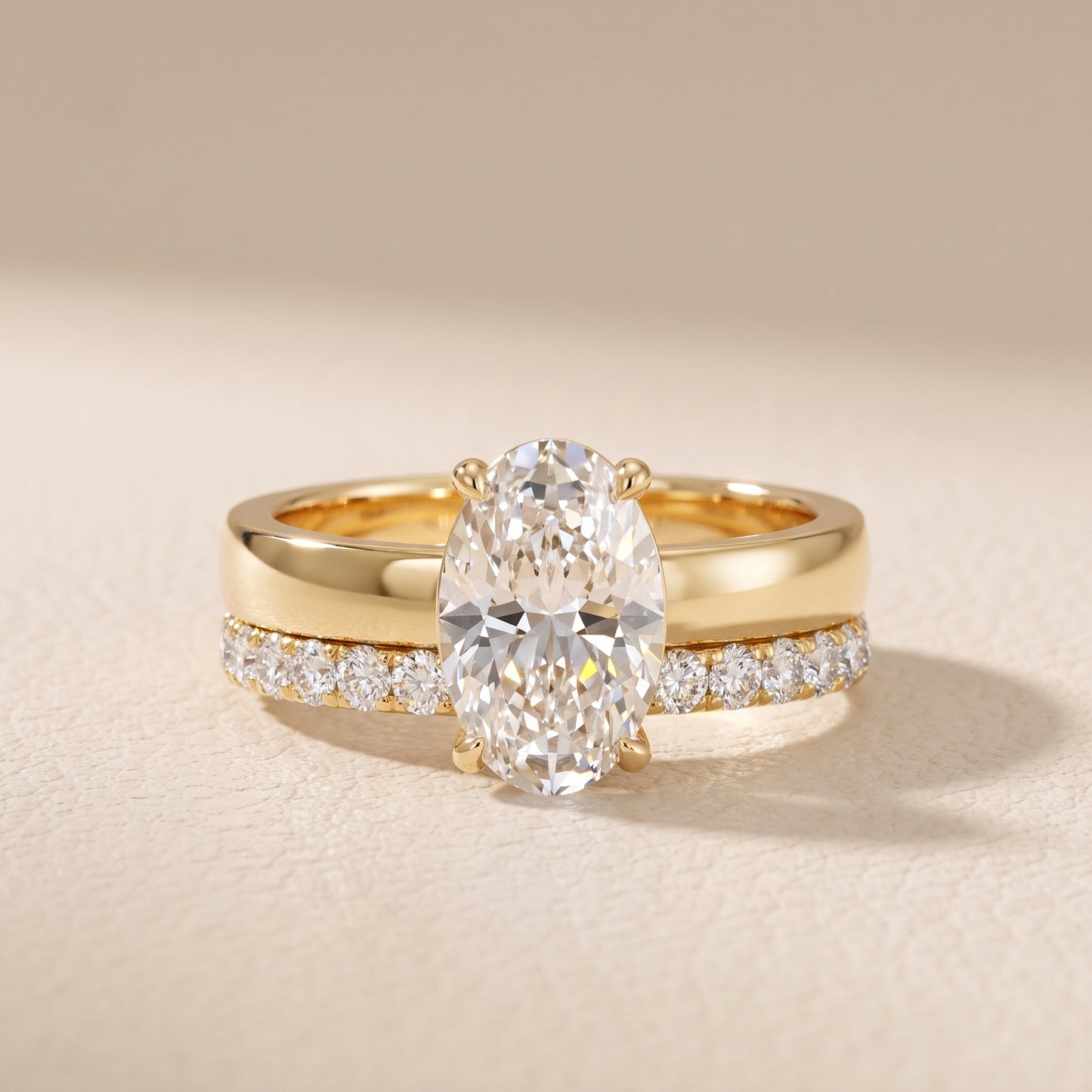 Veda Split Shank Pavé Oval Diamond Engagement Ring in Yellow Gold - front.jpg