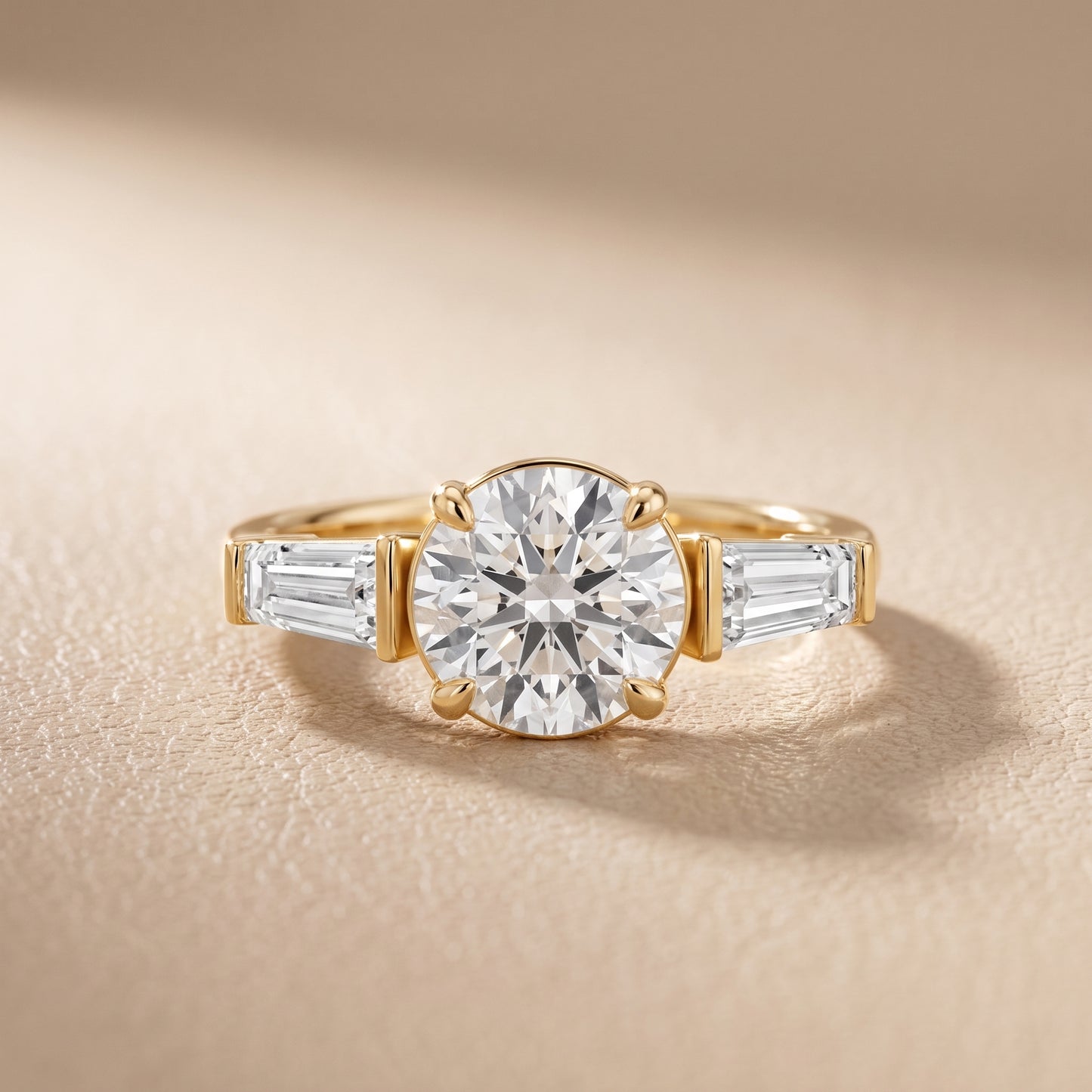 Layla Tapered Baguette Round Diamond Ring in Yellow Gold - front.jpg