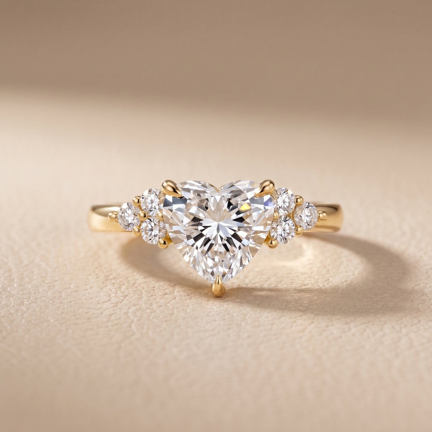 Anya Sidestone Cluster Heart Diamond Ring in Yellow Gold - front.jpg