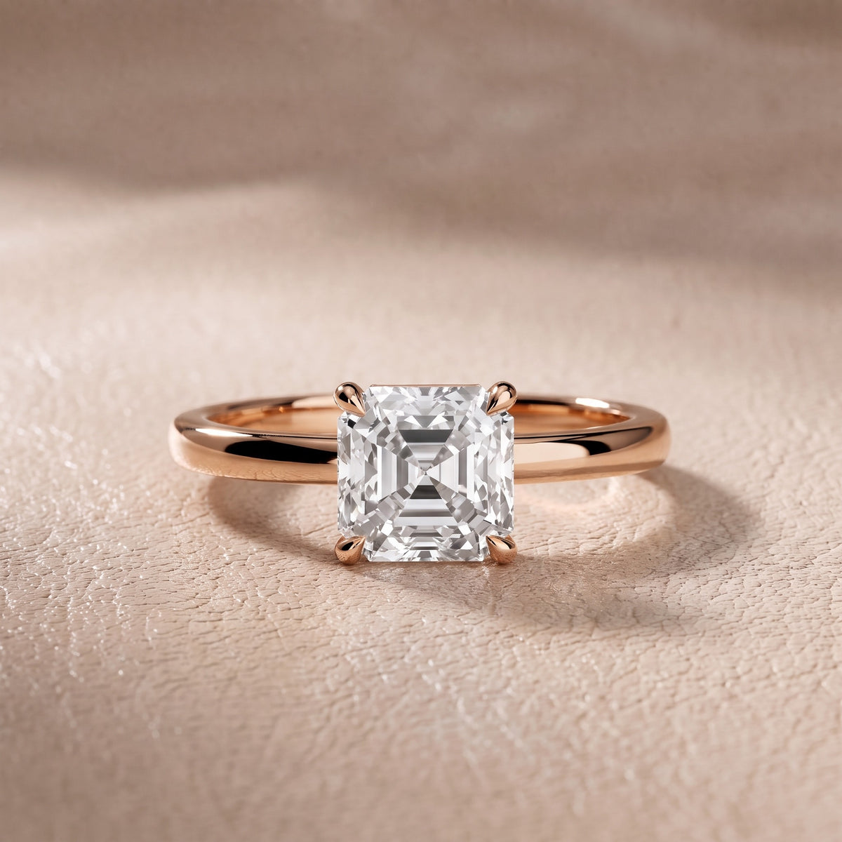 Nadia Petite Solitaire Asscher Diamond Engagement Ring in Rose Gold - front.jpg
