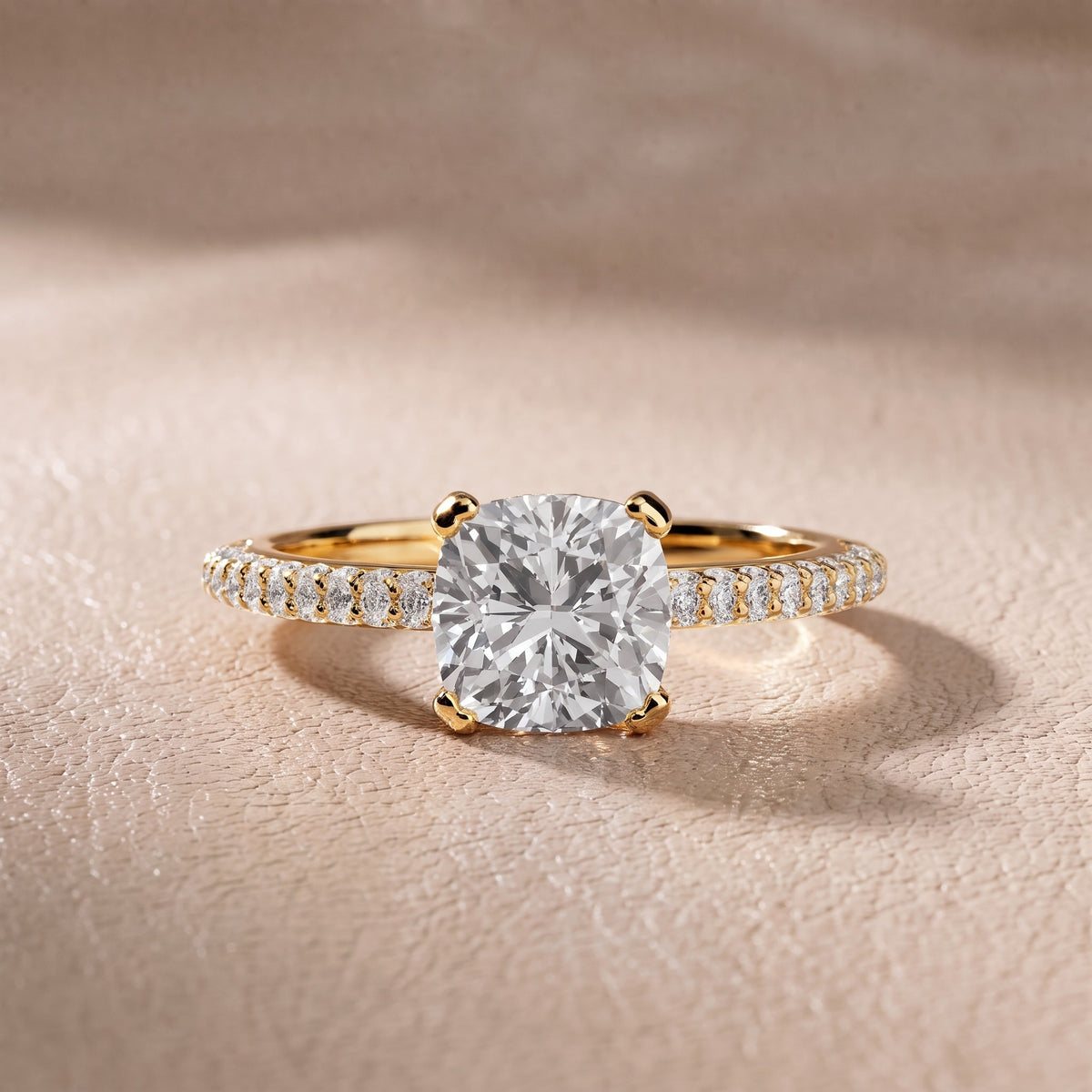 Celeste Hidden Halo Pavé Cushion Diamond Engagement Ring in Yellow Gold - front.jpg