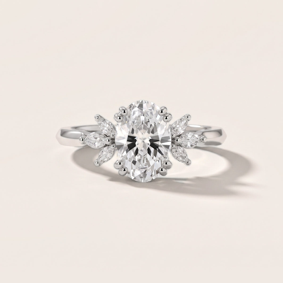 Cary Vine Cluster Oval Diamond Engagement Ring in Silver - front.jpg