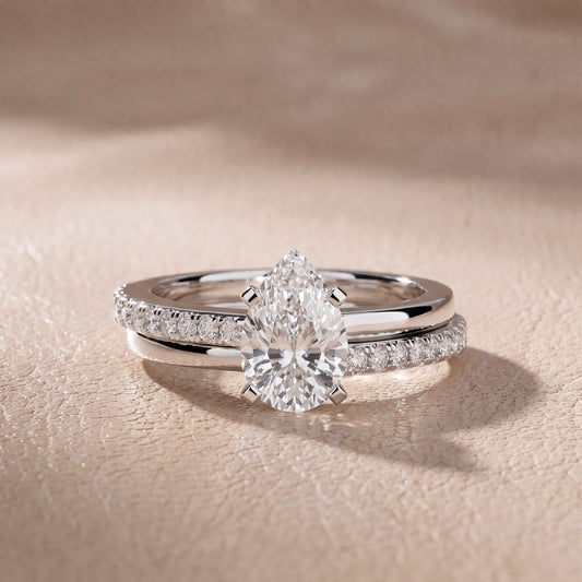 Edith Criss Cross Pavé Pear Diamond Engagement Ring in White Gold - front.jpg