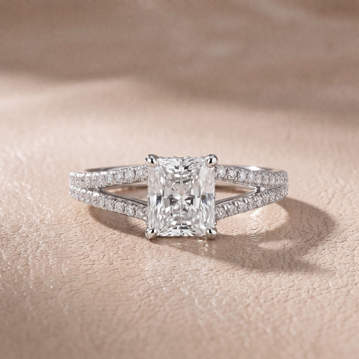 Eternal Embrace Solitaire Radiant Diamond Engagement Ring in Platinum - front.jpg
