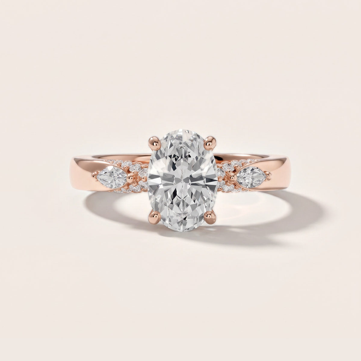 Tahoe Marquise-Side Pavé Oval Diamond Engagement Ring in Rose Gold - front.jpg