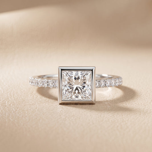 Cora Bezel Pavé Princess Diamond Ring in White Gold - front.jpg