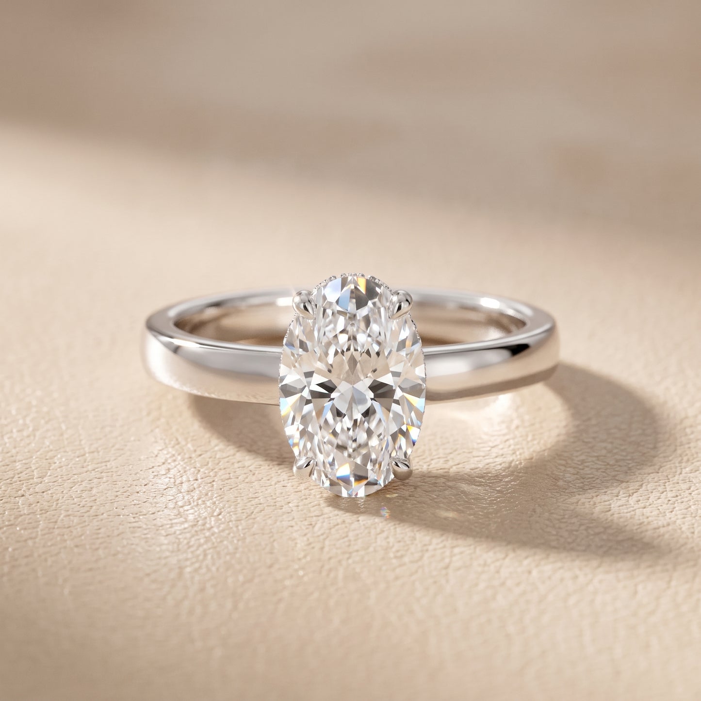 Lara Hidden Halo Oval Diamond Engagement Ring in White Gold - front.jpg