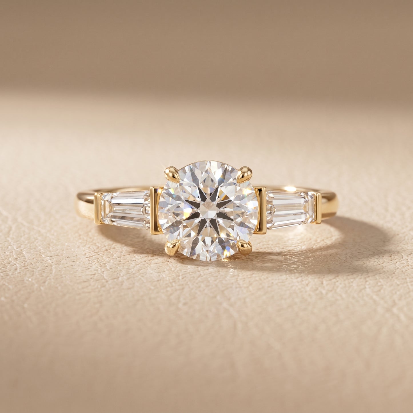 Zelda Tapered Baguette Round Diamond Engagement Ring in Yellow Gold - front.jpg