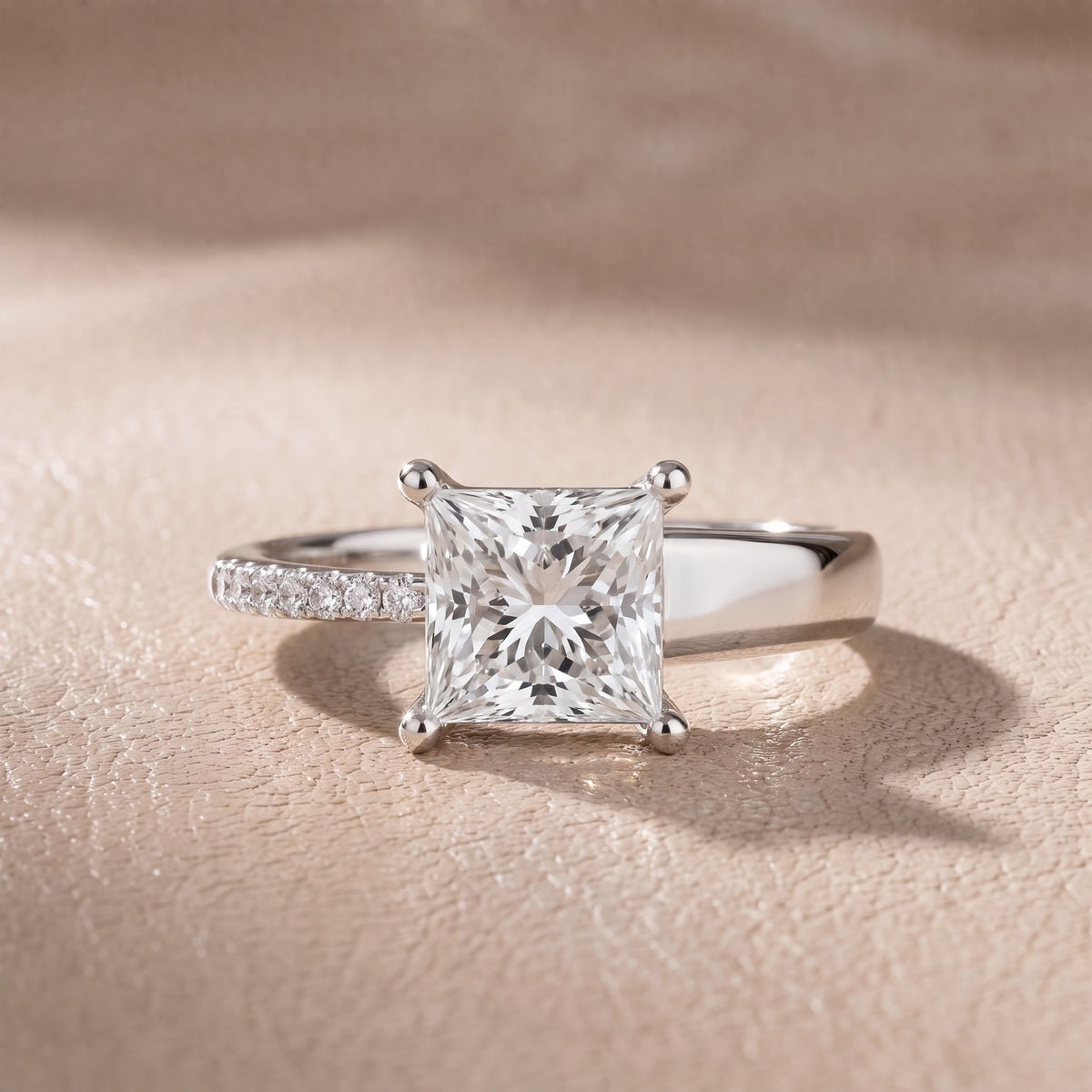 Rosie Solitaire Basket Princess Diamond Engagement Ring in Silver - front.jpg