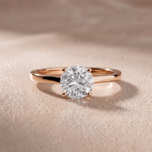 Matilda Cathedral Solitaire Round Diamond Engagement Ring in Rose Gold - front.jpg