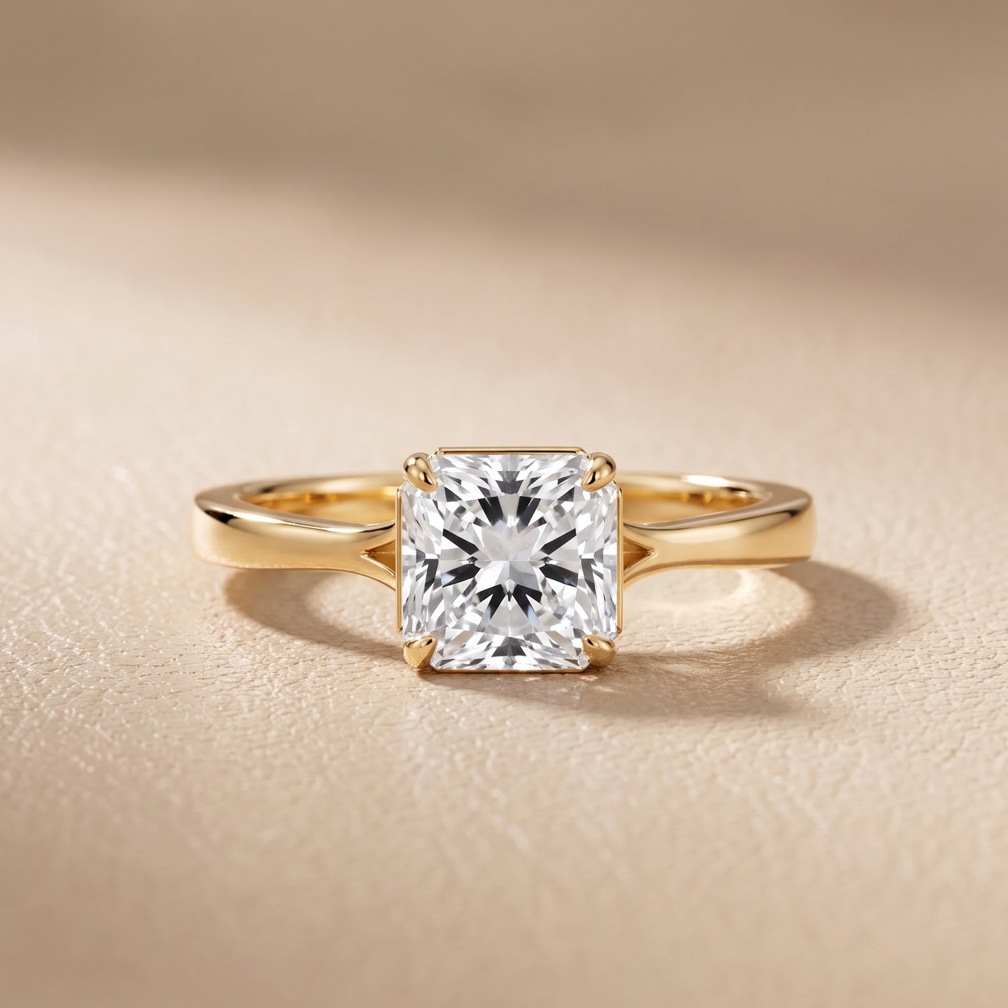 Anais Trellis Solitaire Radiant Diamond Engagement Ring in Yellow Gold - front.jpg