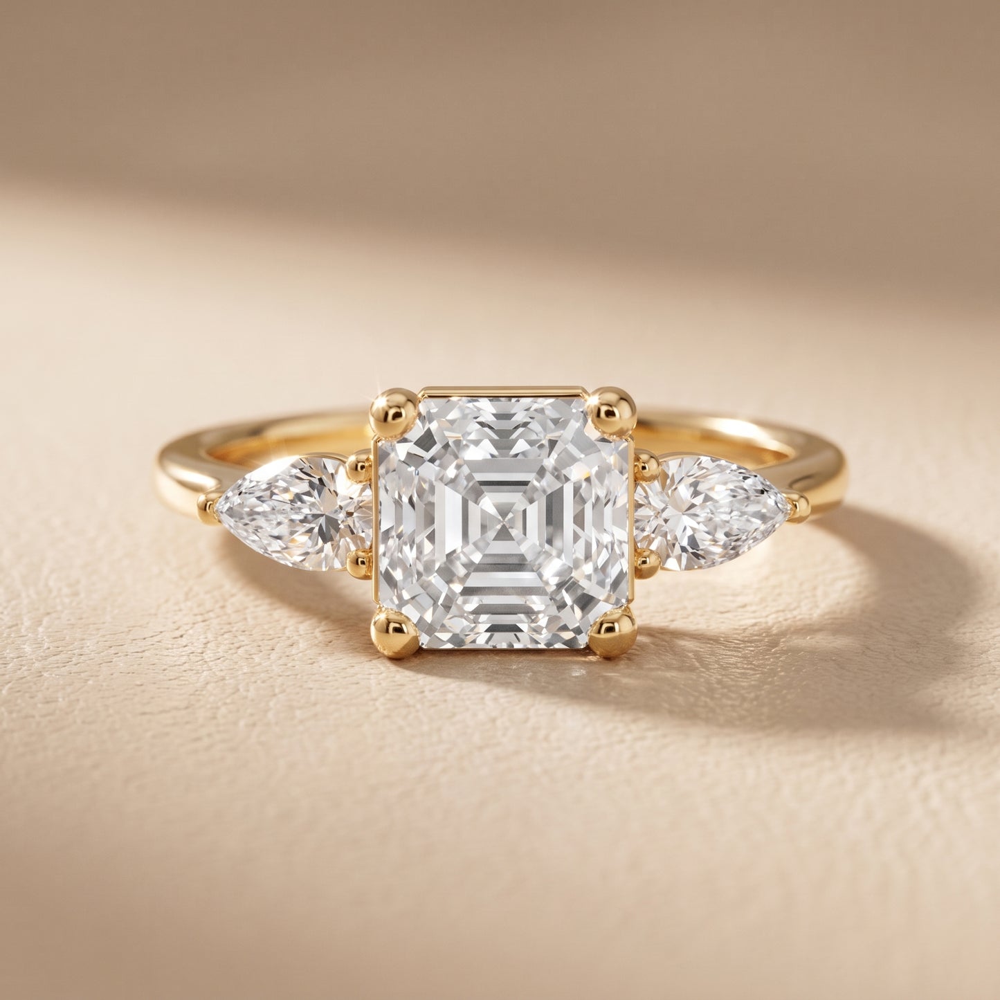 Faye Three-Stone Trellis Asscher Diamond Ring in Yellow Gold - front.jpg
