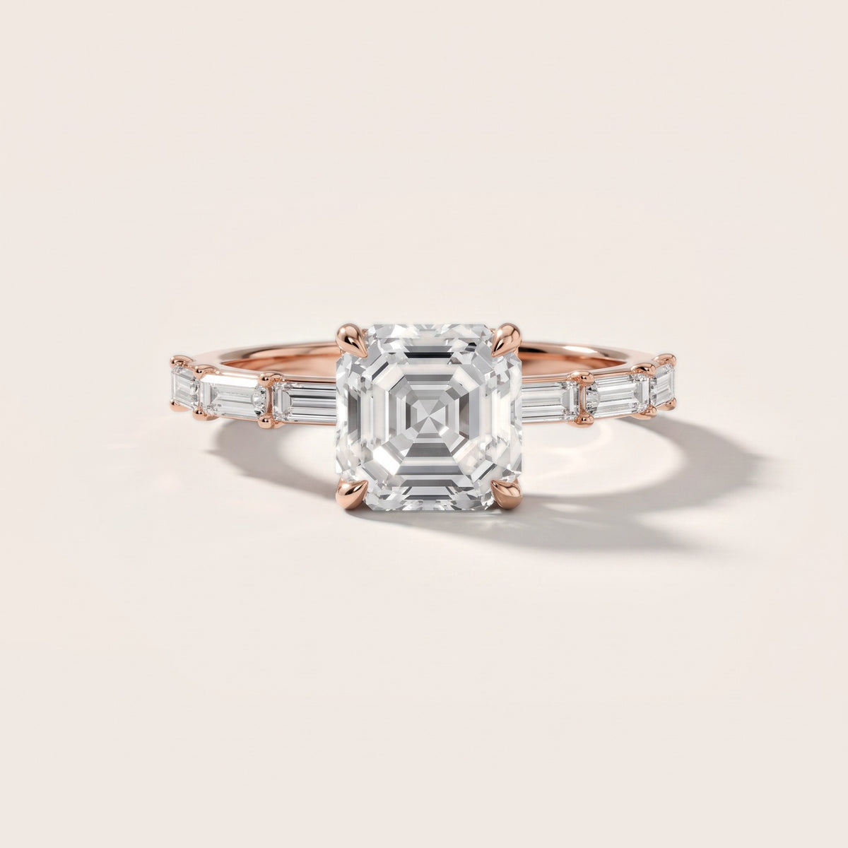 Ojai East-West Baguette Asscher Diamond Engagement Ring in Rose Gold - front.jpg