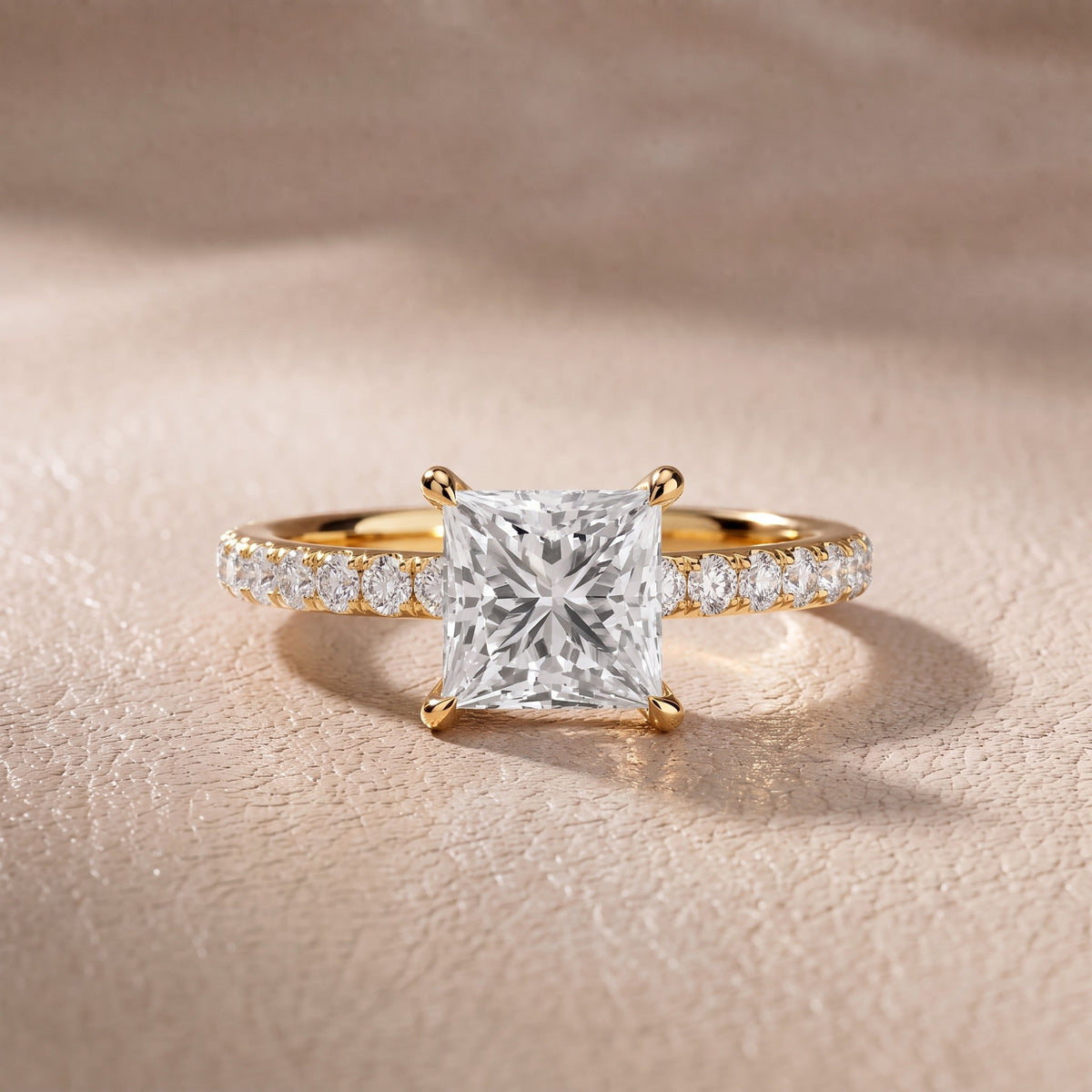 Thea Hidden Halo Pavé Princess Diamond Engagement Ring in Yellow Gold - front.jpg