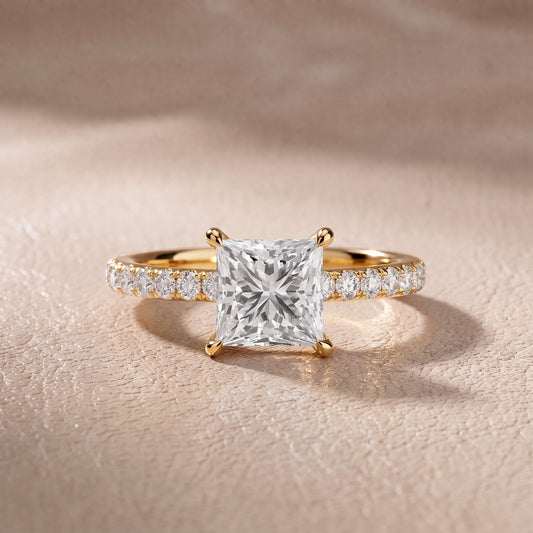 Thea Hidden Halo Pavé Princess Diamond Engagement Ring in Yellow Gold - front.jpg