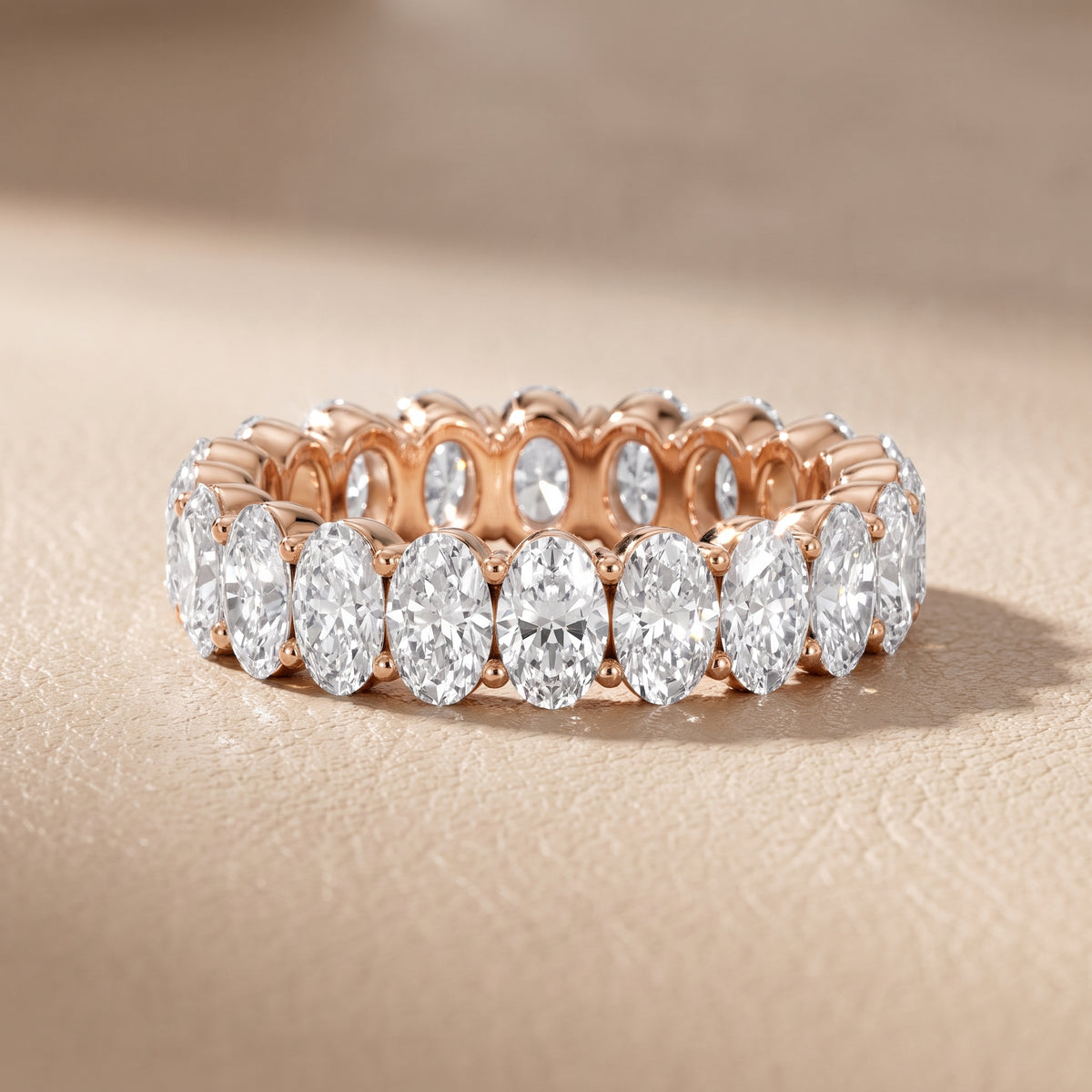 Marlowe Shared Prong Oval Diamond Eternity Band in Rose Gold - front.jpg
