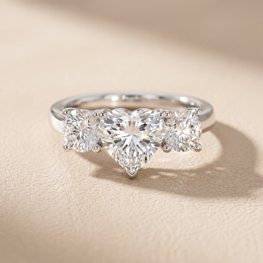 Callie Three-Stone Trellis Heart Diamond Engagement Ring in White Gold - front.jpg