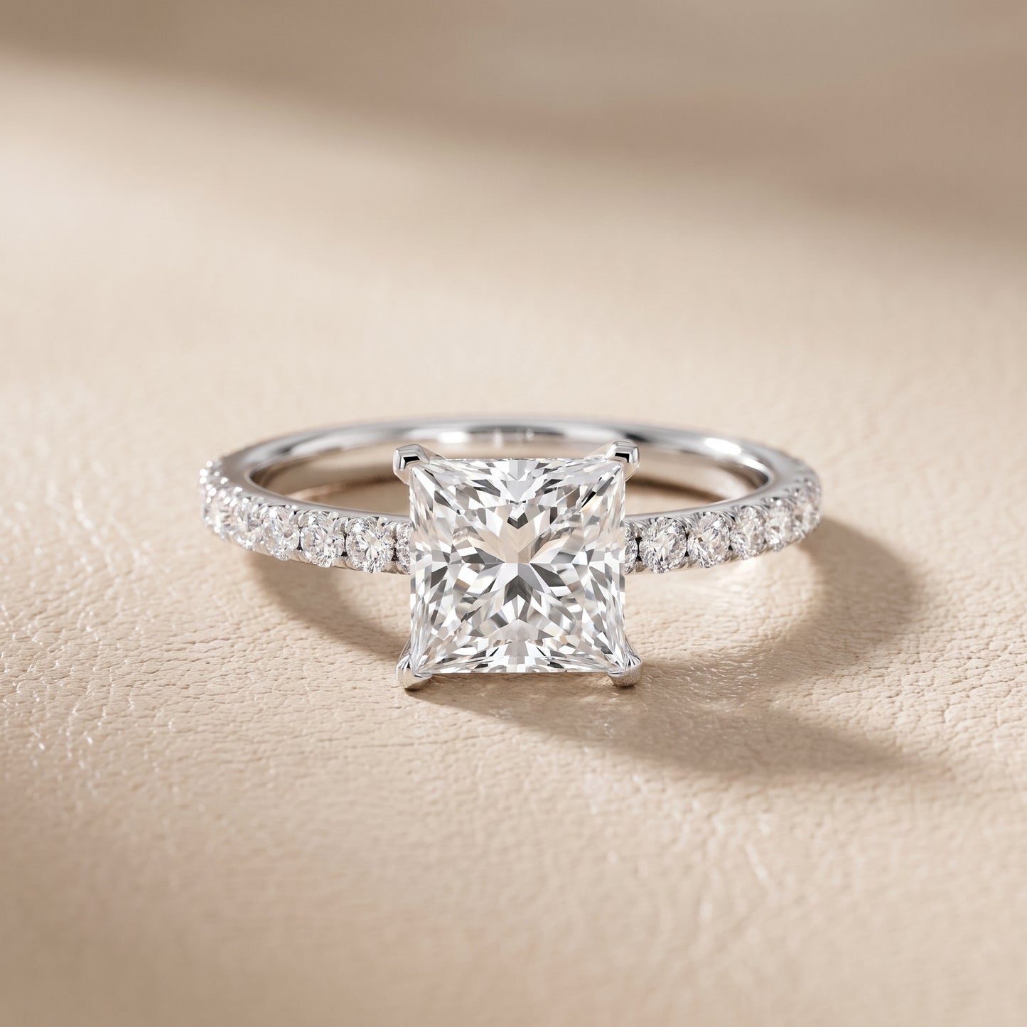 Juna French Pavé Solitaire Princess Diamond Engagement Ring in Platinum - front.jpg