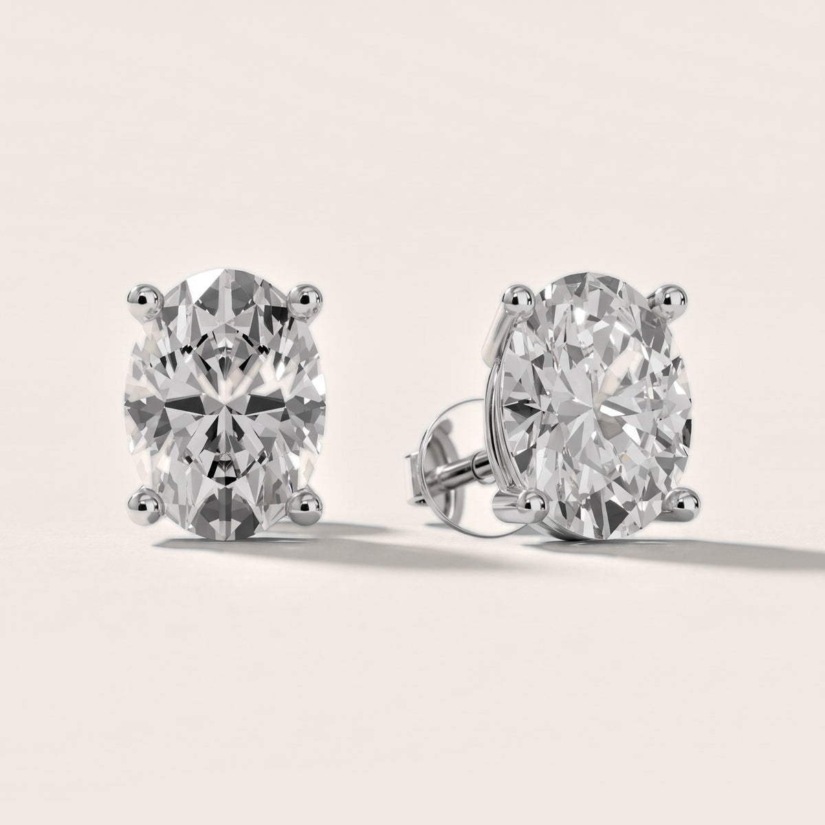 Four Prong Oval Diamond Stud Earrings in Platinum [studio-20261024]