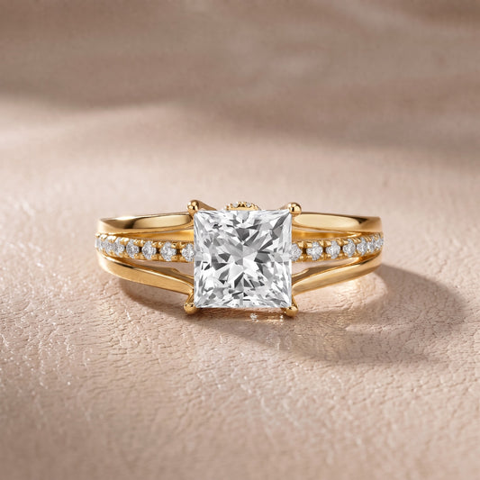 Serena Split Shank Pavé Princess Diamond Engagement Ring in Yellow Gold - front.jpg
