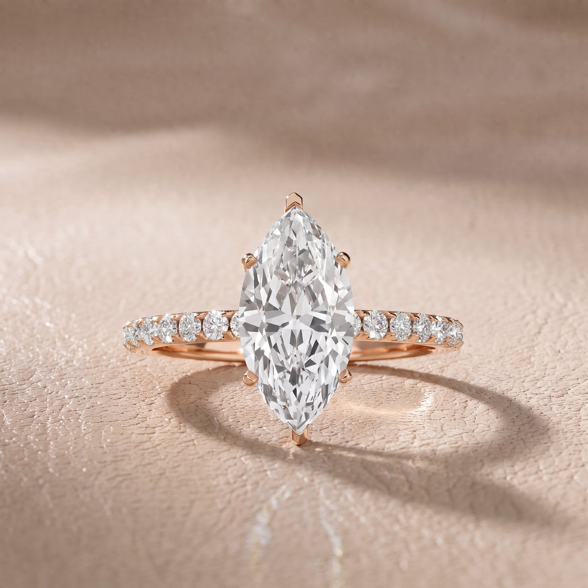 Juna French Pavé Solitaire Marquise Diamond Engagement Ring in Rose Gold - front.jpg