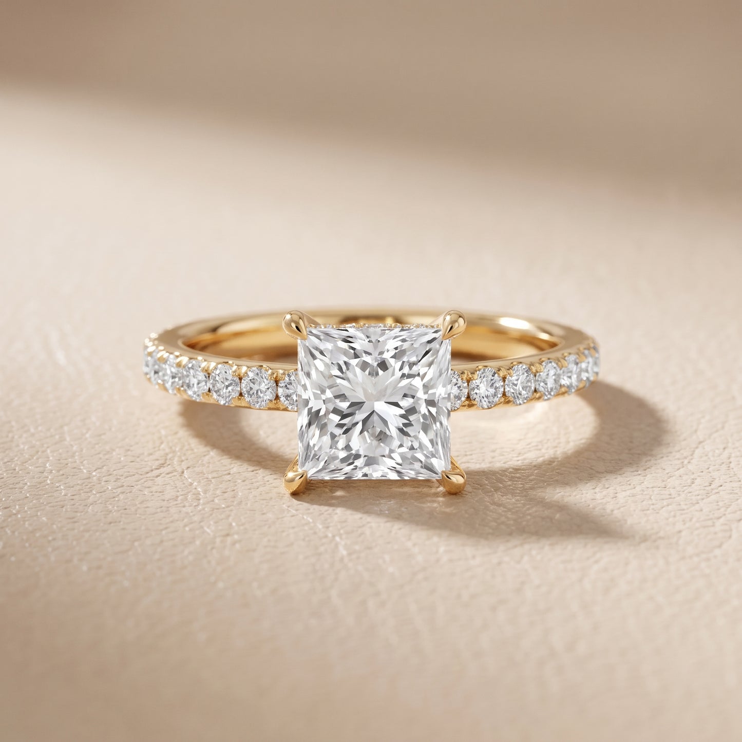 Thea Hidden Halo Pavé Princess Diamond Engagement Ring in Yellow Gold - front.jpg