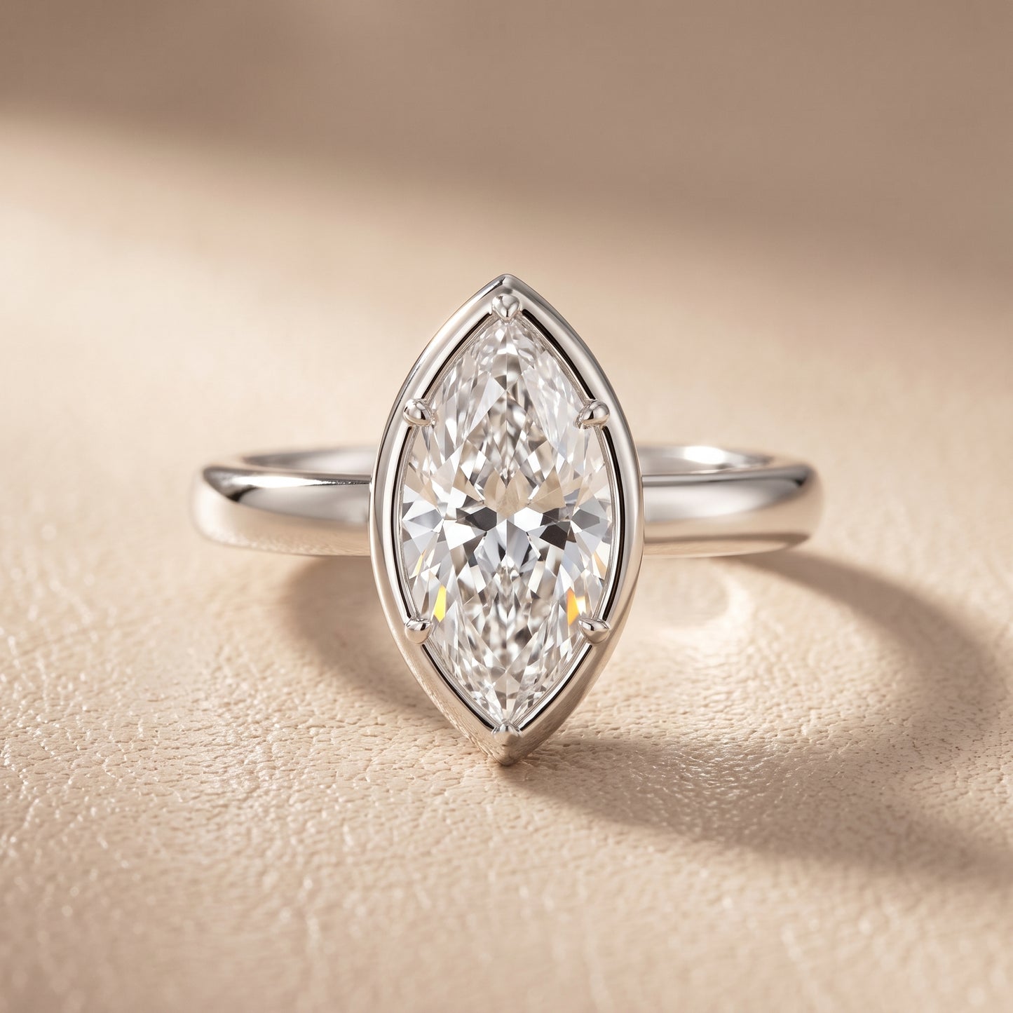 Alina Bezel Solitaire Marquise Diamond Ring in Platinum - front.jpg
